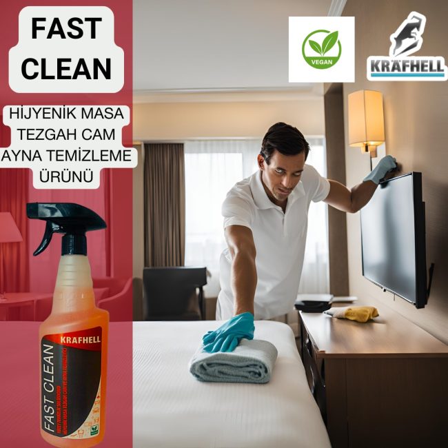 KRAFHELL FAST CLEAN HİJYENİK MASA TEZGAH CAM AYNA TEMİZLEME ÜRÜNÜ - Görsel 2