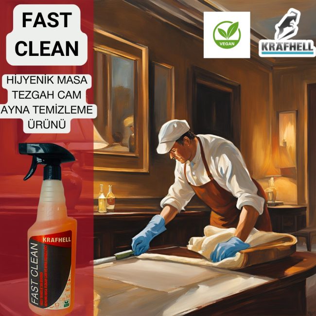 KRAFHELL FAST CLEAN HİJYENİK MASA TEZGAH CAM AYNA TEMİZLEME ÜRÜNÜ - Görsel 3