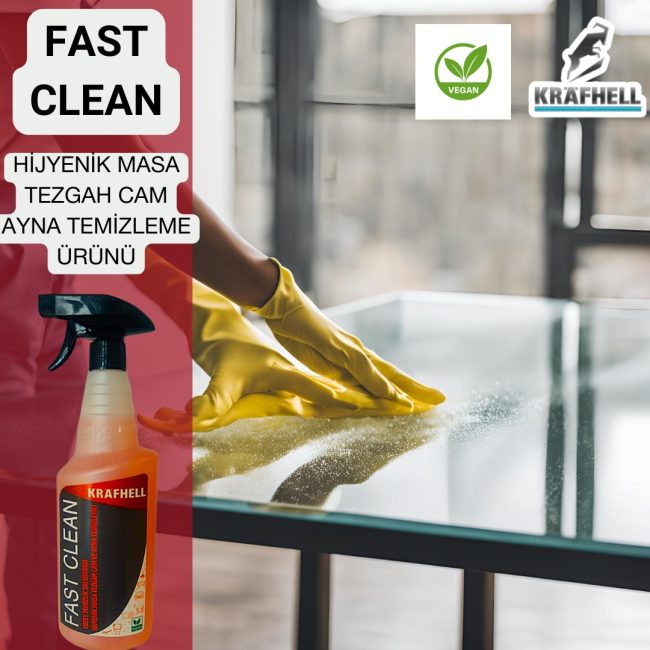 KRAFHELL FAST CLEAN HİJYENİK MASA TEZGAH CAM AYNA TEMİZLEME ÜRÜNÜ - Görsel 6