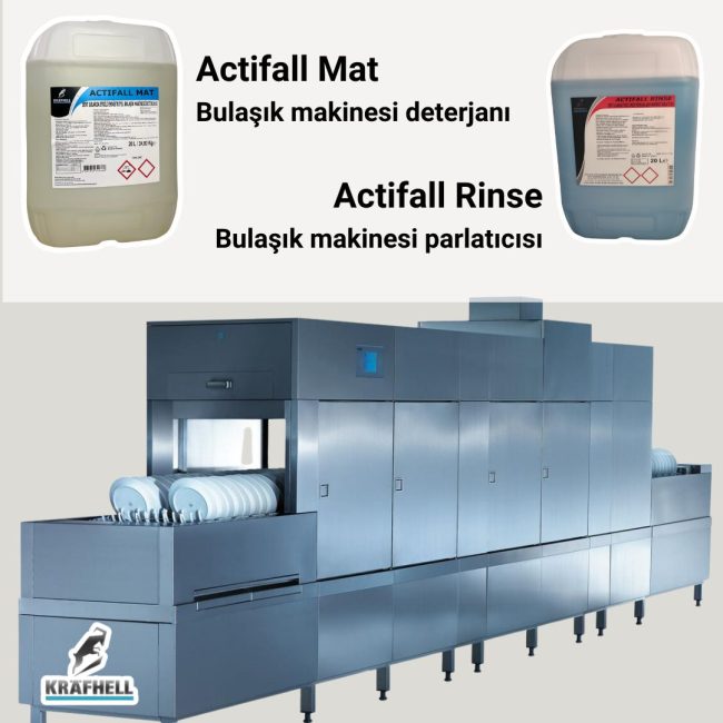 KRAFHELL ACTIFALL MAT / ACTIFALL RINSE  SERT SULARDA ETKİLİ ENDÜSTRİYEL BULAŞIK MAKİNESİ DETERJANI / PARLATICISI